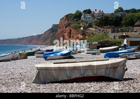 Fischerboote am Strand Budleigh Salterton South Devon England uk gb Stockfoto