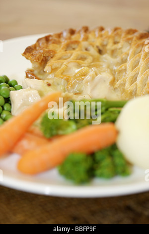 Frisch gebackene gesunde Fische Torte mit Gemüse und keine Leute Stockfoto
