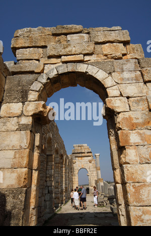 Afrika, Nordafrika, Marokko, römische Ruinen in Volubilis Stockfoto