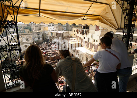 Afrika, Nordafrika, Marokko, Fes, Fes el Bali, alte Fes, Medina, Altstadt, mittelalterliche traditionellen Gerbereien, The Chouara Gerberei Stockfoto