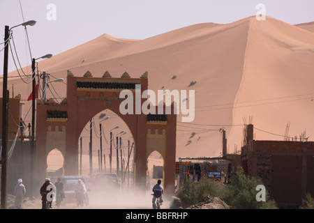 Afrika, Nordafrika, Marokko, Merzouga, Stadt-Tor, Erg Chebbi Wüste Sahara Stockfoto