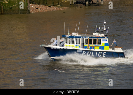 Polizei zu starten, auf Fluß Themse, London, England, UK Stockfoto