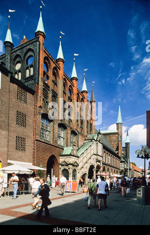 Rathaus, breiten Straße Straße, Altstadt von Lübeck, Schleswig-Holstein, Deutschland, Europa Stockfoto