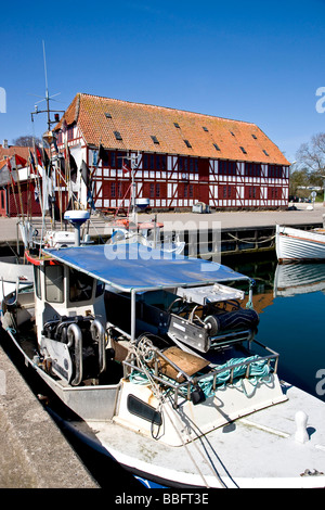 Der idyllische Hafen in dem kleinen Dorf Lundeborg, Fünen, Dänemark, Europa Stockfoto