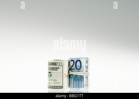 Aufgerollt, Banknoten Stockfoto