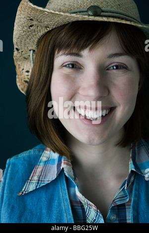 Frau mit Cowboy-Hut Stockfoto
