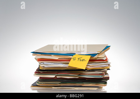 Selbstklebende Hinweis auf Dateien Stockfoto