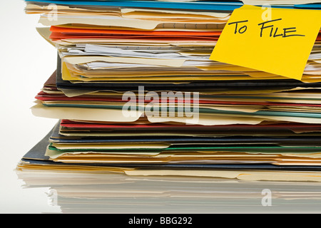 Selbstklebende Hinweis auf Dateien Stockfoto