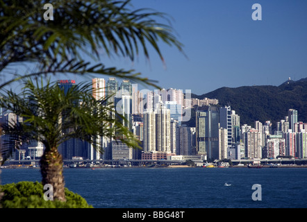 Hong Kong Island von Kowloon betrachtet Stockfoto