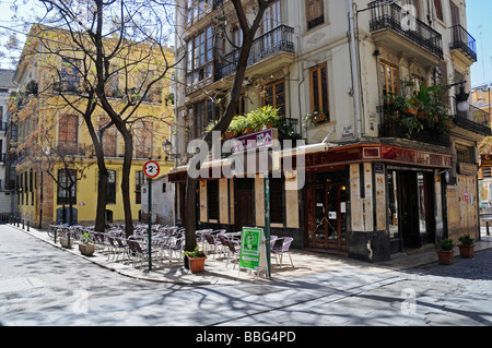 Strassencafé, Barrio del Carmen, Bezirk, Valencia, Spanien, Europa Stockfoto