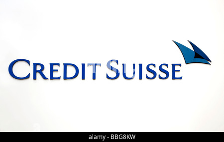 Logo in der Zentrale der Bank Credit Suisse Deutschland AG in Frankfurt Am Main, Hessen, Deutschland, Europa Stockfoto