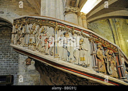 Eingang zum Altarraum, Arciprestal Iglesia de Santa María la Mayor, Kirche, Basilika, Morella, Castellon, Valencia, Spanien, Eu Stockfoto