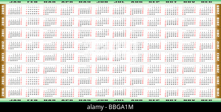 Volle 8 Jahr von 2009 bis 2016 Kalender Stockfoto