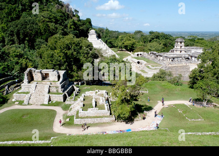 Tempel der Inschriften und der Tempel der Sonne, Maya-Tempel in der Nähe von Palenque, Chiapas, Mexiko, Mittelamerika Stockfoto