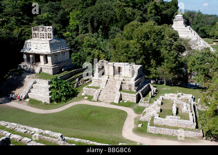 Tempel der Inschriften und der Tempel der Sonne, Maya-Tempel in der Nähe von Palenque, Chiapas, Mexiko, Mittelamerika Stockfoto