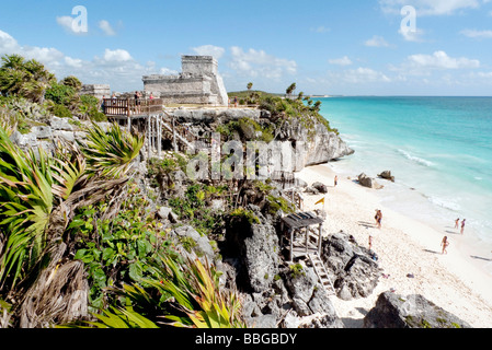 El Castillio, Maya-Tempel in Tulum, Quintana Roo, Mexiko, Mittelamerika Stockfoto