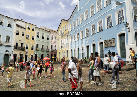 Largo Pelourinho Platz und Museum Fundação Casa de Jorge Amado, Salvador, Bahia, UNESCO-Weltkulturerbe, Brasilien, Süd Stockfoto