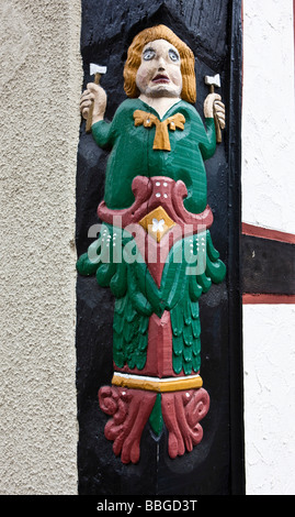 Verzierung auf einem Fachwerkhaus, Altstadt, Alsfeld, Hessen, Deutschland, Europa Stockfoto