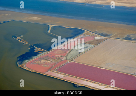 Saline in der Nähe von Walvis Bay, Luftbild, Namibia, Afrika Stockfoto