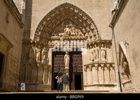 Sarmental Tür-Kathedrale des gotischen Stils in Burgos Castilla Leon Spanien Stockfoto