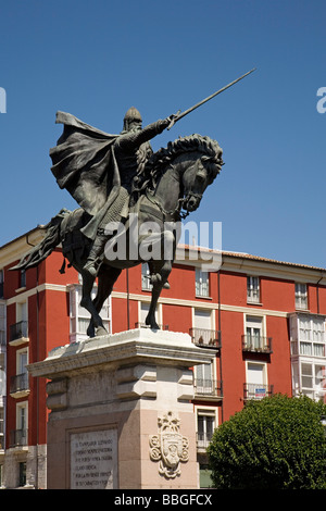 Denkmal für Rodrigo Diaz de Vivar El Cid Campeador in Burgos Castilla Leon Spain Stockfoto