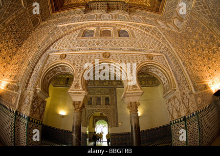 Halle der Botschafter in im Mudéjar-Stil Palast Los Reales Alcazares Sevilla Andalusien Spanien Stockfoto