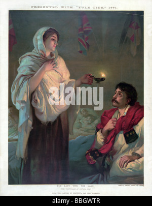 Porträt von Florence Nightingale, "The Lady mit the Lamp", bei dem Scutari Kaserne Krankenhaus in 1854 während des Krimkrieges. Stockfoto