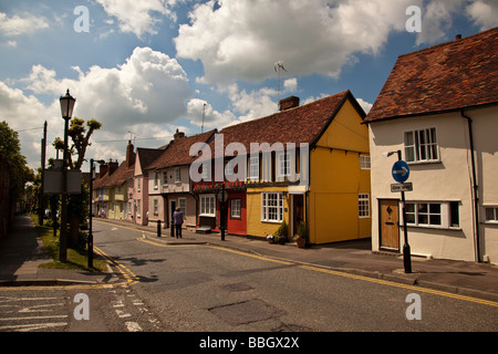 Bunte Häuschen, Schloss-Straße, Saffron Walden, Essex, England Stockfoto