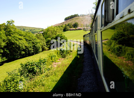 Blick vom Llangollen Steam Railway Zug weitergehen Stockfoto