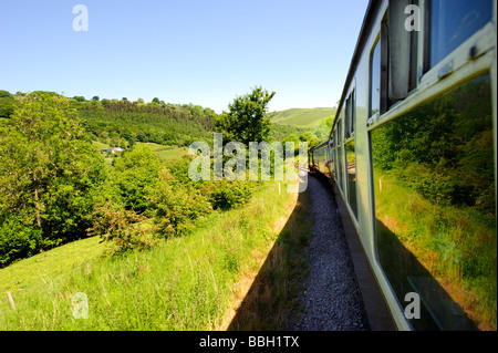 Blick vom Llangollen Steam Railway Zug weitergehen Stockfoto