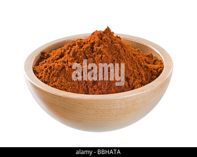 Boden Paprika in einer Holzschale Stockfoto