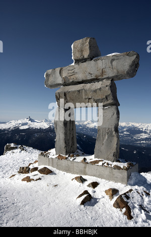 Die Inukshuk am Whistler Mountain, das Symbol der Olympischen Spiele British Columbia Kanada 2010 Stockfoto