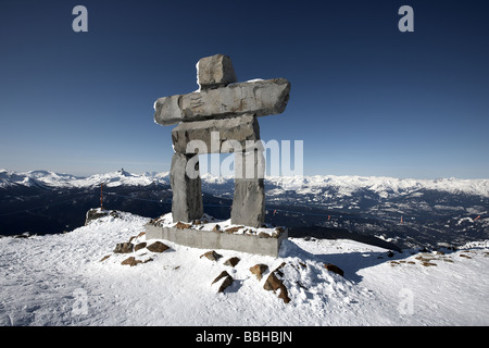 Die Inukshuk am Whistler Mountain, das Symbol der Olympischen Spiele British Columbia Kanada 2010 Stockfoto