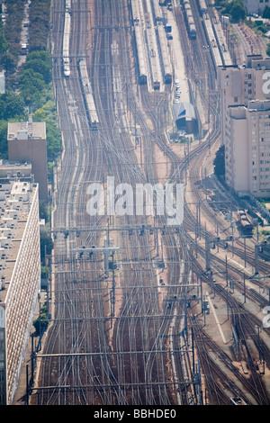 Bahngleise aus Gare Montparnasse in Paris Frankreich Stockfoto