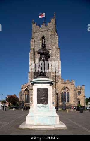 England Sudbury Suffolk Künstler Thomas Gainsborough Statue St. Peters Kirche Markt Hill Stockfoto