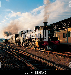 DER OUTENIQUA CHOO-TJOE VON KNYSNA AUF DIE SCENIC ROUTE NACH GEORGE ABFAHRBEREIT Stockfoto