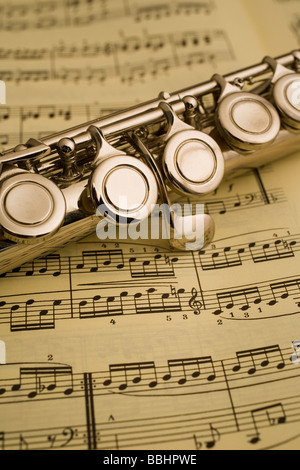 Detalle de armónica Sobre partitura Stockfoto