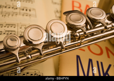 Detalle de armónica Sobre partitura Stockfoto