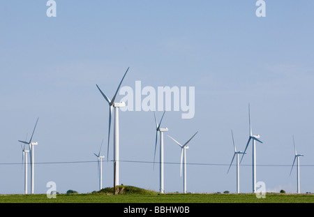 Windpark bei wenig Chýně Gericht nr Lydd Romney Marsh Kent UK. Stockfoto