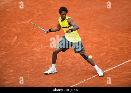 Paris, Frankreich Gael Monfils im französischen internationalen Tennis Grand-slam-Öffnen von Roland Garros 2009 vom 22. Mai bis 5 Juni Stockfoto