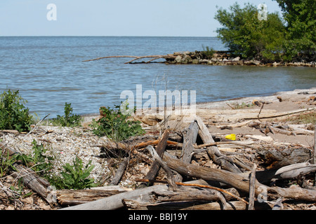 Verschmutzt einen Strand am Lake Erie von oben oben Niemand keine Fotos in Ohio USA horizontale Hi-res Stockfoto