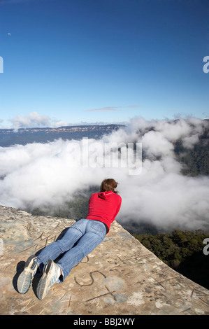 Blick vom Kings Tableland über den Wolken in Jamison Valley Blue Mountains New South Wales Australien Stockfoto