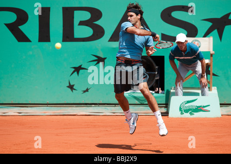 Paris, Frankreich ROGER FEDERER im französischen internationalen Tennis Grand-slam-Öffnen von Roland Garros 2009 vom 22. Mai bis 5 Juni Stockfoto