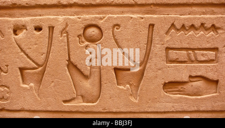Tempel-Reliefs und Hieroglyphen, Horus Tempel, Edfu, Ägypten, Afrika Stockfoto
