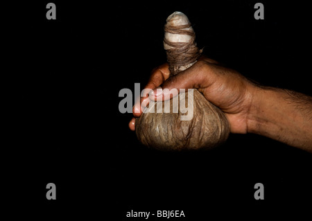 Kräuter-Taschen oder Kischi verwendet für Ayurveda Massage, Ayurveda-Behandlung, Kerala Indien Stockfoto