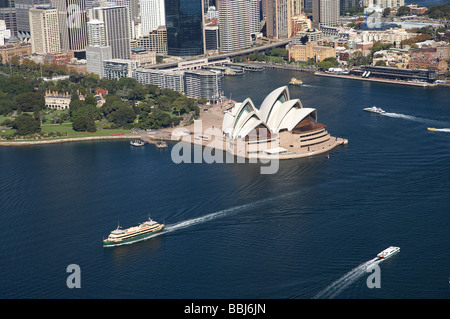 Sydney Opera House Passagier Fähren Royal Botanic Gardens CBD und Circular Quay Sydney New South Wales Australien Antenne Stockfoto