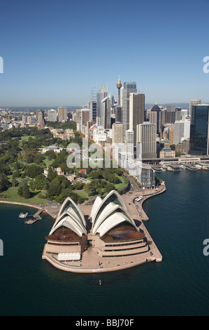 Royal Botanic Gardens CBD der Sydney Opera House und Circular Quay Sydney New South Wales Australien Antenne Stockfoto