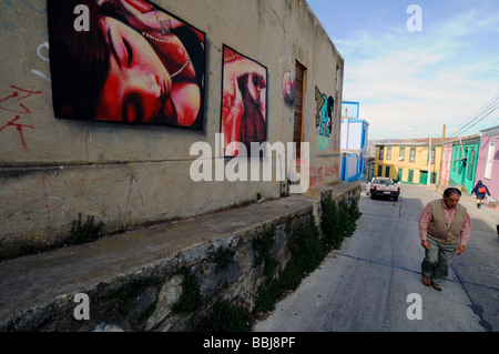 Street-Art in Valparaiso Stockfoto