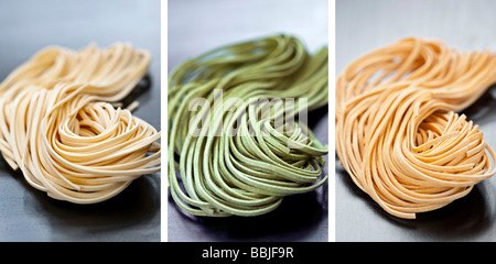 Sortierte Bündel von bunten rohe Tagliolini Nudeln Nudeln Stockfoto