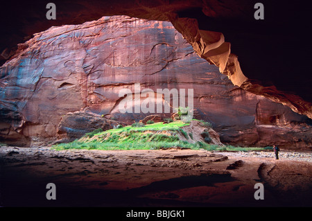 USA Utah Vermilion Cliffs NM Paria Canyon Vermilion Cliffs Wilderness. Wanderer in Buckskin Gulch verengt. (MR) Stockfoto